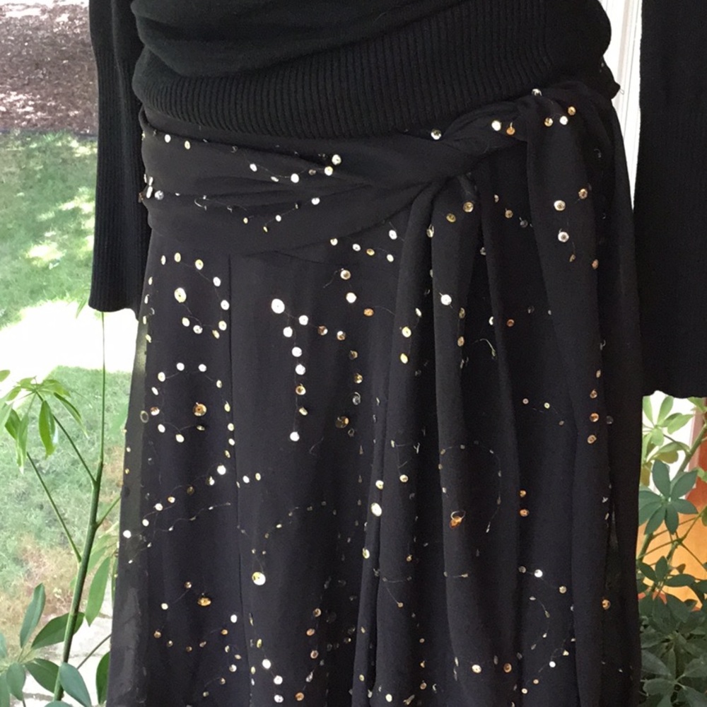 Cache Black Sequined Skirt - Picture 4 of 6